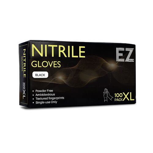 EZ ESSENTIALS NITRILE GLOVES BLACK 100 PACK – EXTRA LARGE