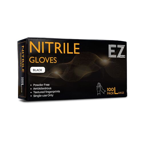 EZ ESSENTIALS NITRILE GLOVES BLACK 100 PACK – LARGE