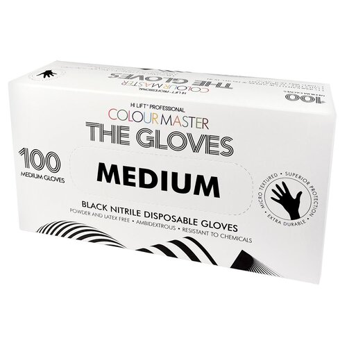 HI LIFT COLOUR MASTER BLACK NITRILE DISPOSABLE GLOVES - MEDIUM