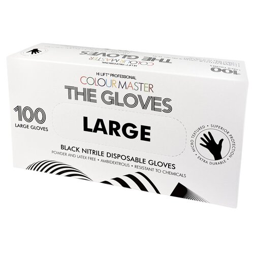 HI LIFT COLOUR MASTER BLACK NITRILE DISPOSABLE GLOVES - LARGE