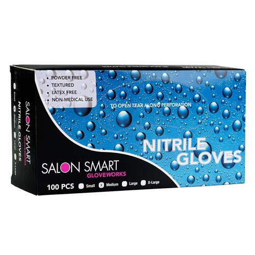 SALON SMART NITRILE GLOVES BLK MEDIUM 100pk