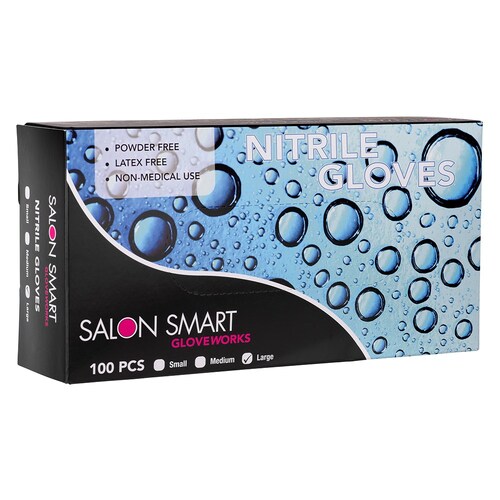 SALON SMART NITRILE GLOVES BLK LARGE 100pk