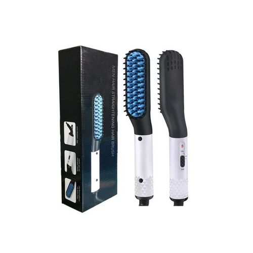 MEN HAIR STRAIGHTENING HAIR BRUSH - BLK/WHITE