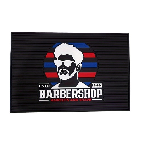 BARBER SHOP HAIRCUT & SHAVE RUBBER TOOL MAT - 45x30cm