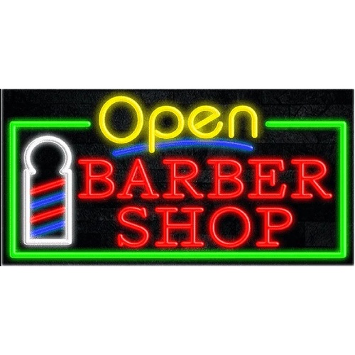 BARBER SHOP NEON OPEN LED LIGHT SIGN - 80cmx40cm