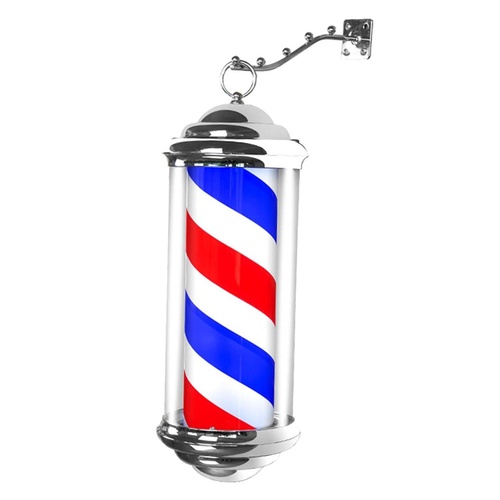 MINI WALL-MOUNT BARBER POLE -  RED,  WHITE & BLUE 36x15x15cm